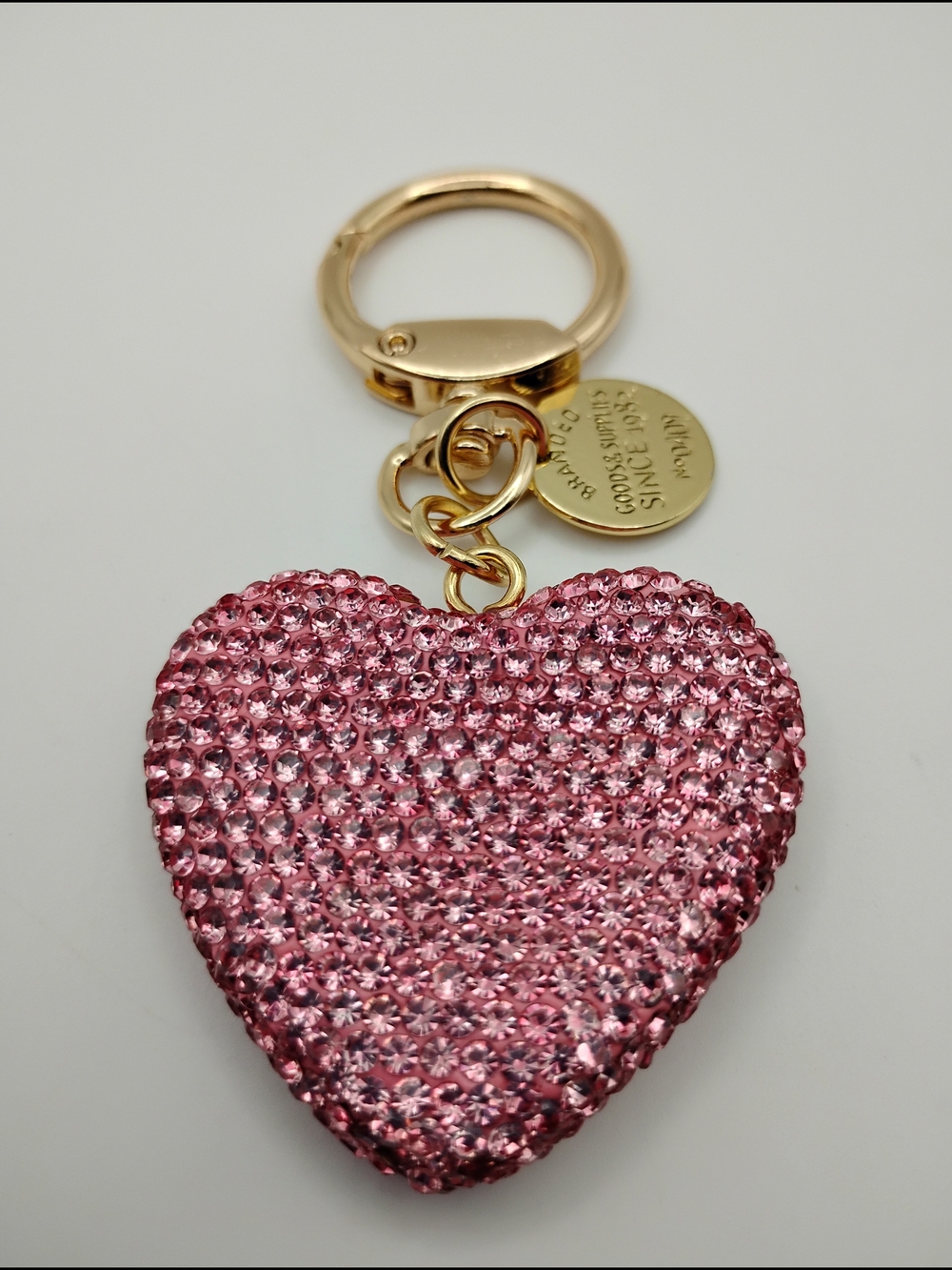 Sparkling Pink Heart Keychain Bag Charm - Gold Hardware BNWOT - Picture 2 of 4